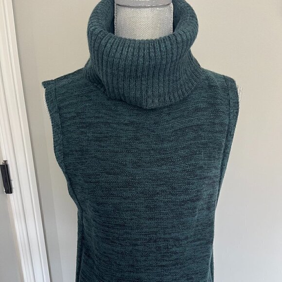 Banana Republic Women's Cowlneck Sleeveless Sweater Tank M EUC Teal & Black - Picture 1 of 6